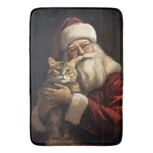 Tapis De Bain Chat Bengal avec le Père Noël Festif de Noël
