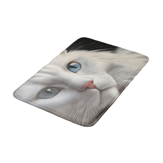 Tapis De Bain Chat blanc (Angle)