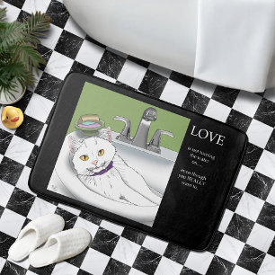 Tapis De Bain Chat blanc lavabo