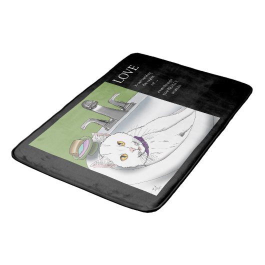 Tapis De Bain Chat blanc lavabo (Angle)