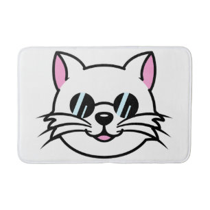 Tapis De Bain Chat blanc portant des lunettes noires / lunettes 