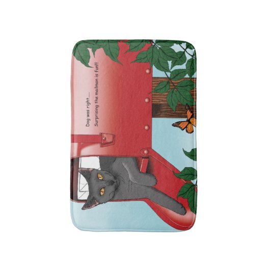 Tapis De Bain Chat boîte de courrier rouge (Devant (Vertical))