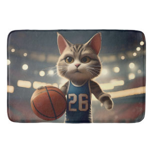 Tapis De Bain Chat de basket-ball,