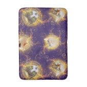 Tapis De Bain Chat de Kitty à damas Floral Orné - Royal Purple (Devant (Vertical))