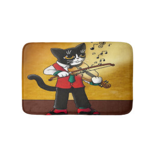 Tapis De Bain Chat de musique violon