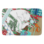 Tapis De Bain Chat de Noël blanc (Devant)