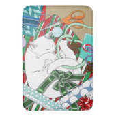Tapis De Bain Chat de Noël blanc (devant Vertical)