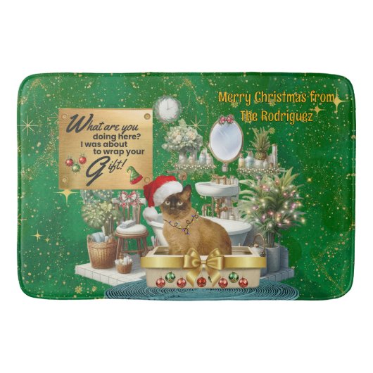 Tapis De Bain Chat de Noël drôle dans la litière (Devant)