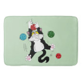 Tapis De Bain Chat de Noël noir blanc Tuxedo (Devant)