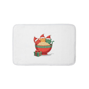 Tapis De Bain Chat de Noël Ramen Santa Anime Miaou Kitty Miaou C