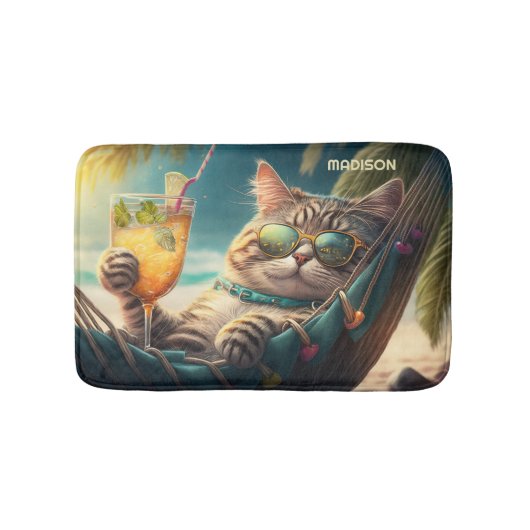 Tapis De Bain Chat de vacances de nom personnalisé (Devant)