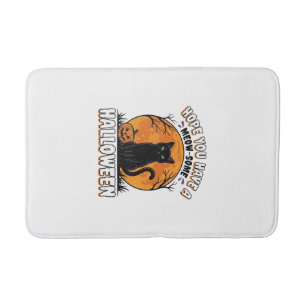Tapis De Bain Chat d'Halloween Meow-Some Dessin de Gravure Vinta