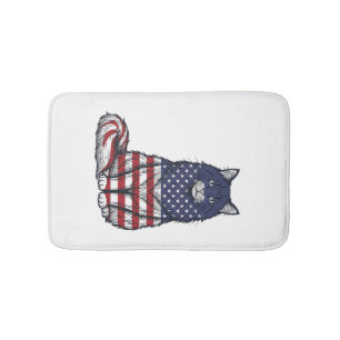 Tapis De Bain Chat drapeau patriotique dessin de t-shirt de grav