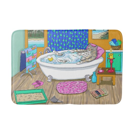 Tapis De Bain Chat drôle dans Bain 665 (Devant)