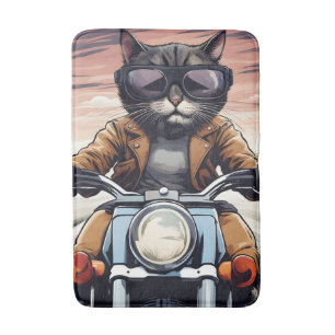 Tapis De Bain Chat en moto