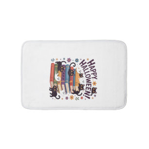 Tapis De Bain Chat Fantôme Lecteur de Livres Cadeaux Halloween D