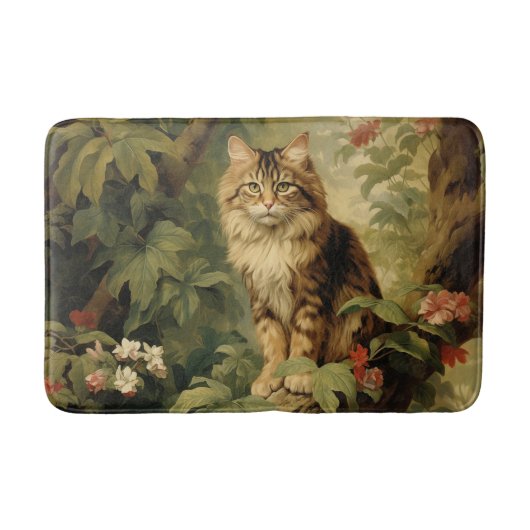 Tapis De Bain Chat forestier en feuillage luxuriant (Devant)