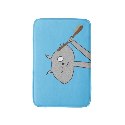 Tapis De Bain Chat gris bizarre (Devant (Vertical))