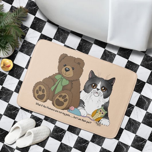 Tapis De Bain Chat gris Teddy Bear Peach Drôle