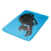 Tapis De Bain Chat Japonais Noir à la baguette (Angle)