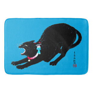 Tapis De Bain Chat Japonais Noir à la baguette