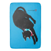 Tapis De Bain Chat Japonais Noir à la baguette (devant Vertical)