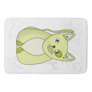 Tapis De Bain Chat Jaune avec Couvercle Duvet souriant