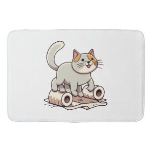 Tapis De Bain Chat Jouant avec du Papier Toilette