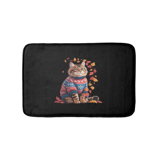 Tapis De Bain Chat Leaf Automne Bonjour Automne Funny Chat Kitte (Devant)