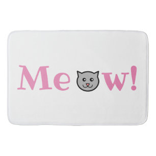 Tapis De Bain Chat Meow rose Gris animal Salle de bain Mat