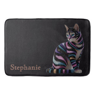 Tapis De Bain Chat mignon et conception de nom personnalisé