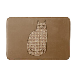 Tapis De Bain Chat moderne du milieu du siècle, beige et Brown c