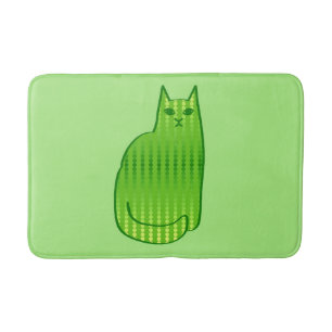 Tapis De Bain Chat moderne du milieu du siècle, chaux et vert ém