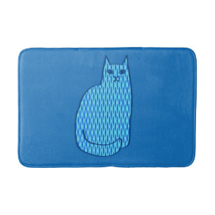 Tapis De Bain Chat moderne du milieu du siècle, Cobalt et Bleu c