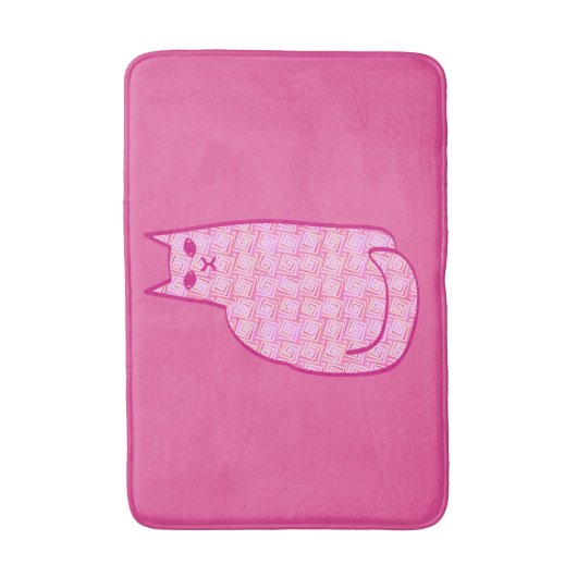 Tapis De Bain Chat moderne du milieu du siècle, Fuchsia et rose  (Devant (Vertical))