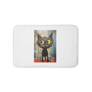 Tapis De Bain Chat noir aux yeux jaunes
