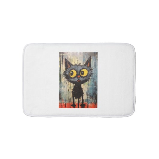 Tapis De Bain Chat noir aux yeux jaunes (Devant)