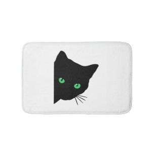Tapis De Bain chat noir aux yeux verts