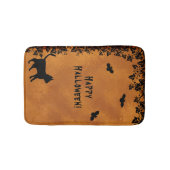 Tapis De Bain Chat noir avec chauve-souris, Happy Halloween (Devant)