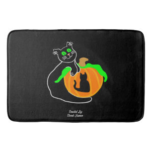 Tapis De Bain Chat Noir Citrouille Grand Mat Bain