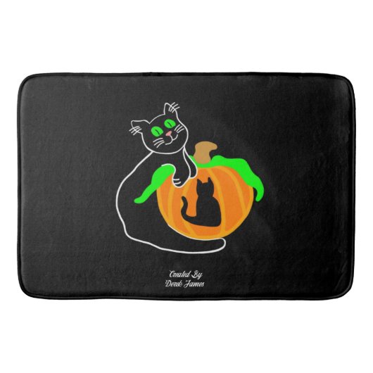 Tapis De Bain Chat Noir Citrouille Grand Mat Bain (Devant)