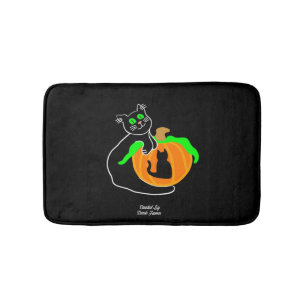 Tapis De Bain Chat noir Citrouille petite couche