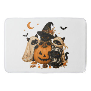 Tapis De Bain Chat noir citrouille sorcière Halloween