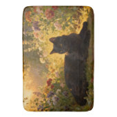 Tapis De Bain Chat noir dans les fleurs I (devant Vertical)