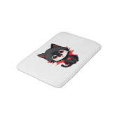 Tapis De Bain Chat noir de couleur rouge (Angle)