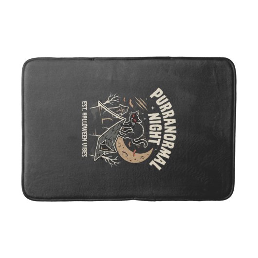 Tapis De Bain Chat noir de la lune d'Halloween (2) (Devant)