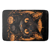 Tapis De Bain Chat noir d'Halloween avec Citrouilles et lune (Devant)