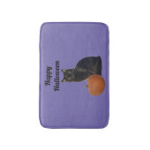 Tapis De Bain Chat noir et Citrouille Joyeux Halloween violet (Devant (Vertical))