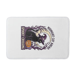Tapis De Bain Chat Noir Halloween Gravure Vintage Chat Citrouill