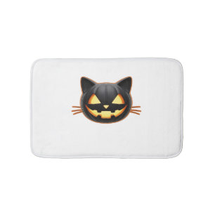 Tapis De Bain Chat noir Jack o'Lantern Emoji T-shirt classique